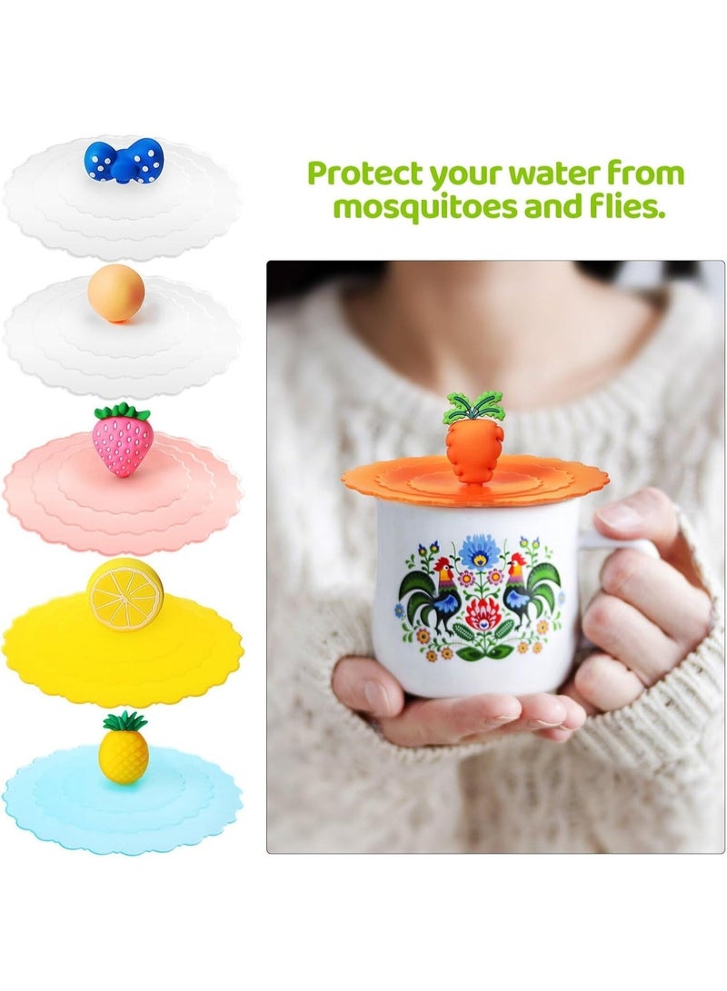 غطاء واحد قابل لإعادة الاستخدام من السيليكون، مقاوم للغبار، مزين بأشكال فواكه لطيفة، مناسب للأكواب والأكواب الزجاجية، مصنوع من السيليكون الآمن غذائيًا لحماية المشروبات في المنزل والمطبخ. - Image 2